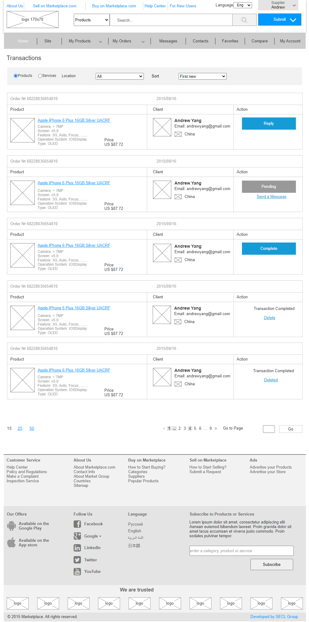 Page: Transactions