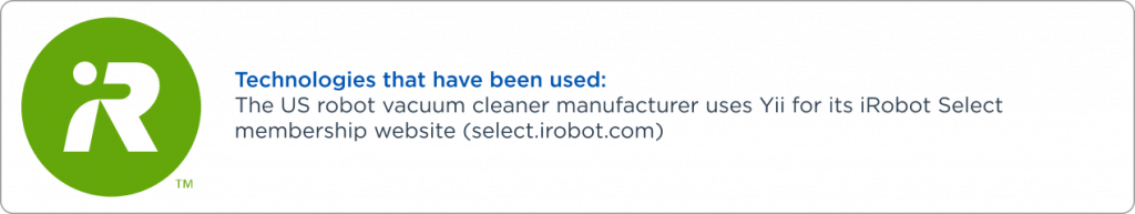 iRobot companie that use the Yii framework